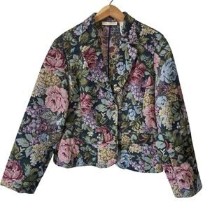 Crazy Horse by Liz Claiborne Vintage Unlined Floral Tapestry Blazer XL